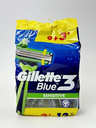 Gillette Одноразові станки для гоління Blue3 (12) Sensitiv (зелені)