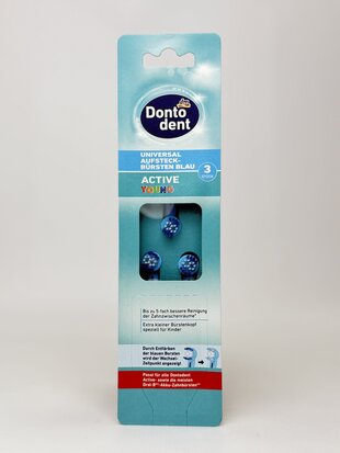 Dontodent Запаски дитячої електрощітки Active Young BLUE 3шт.