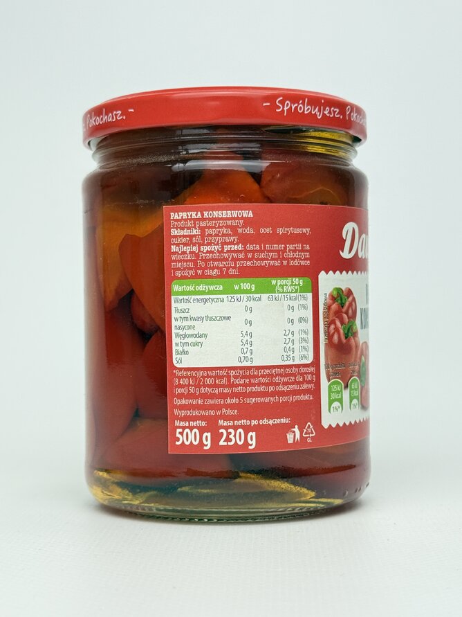 Dawtona Консервований Перець Papryka Konserwowa (Паприка червона) - 500 g