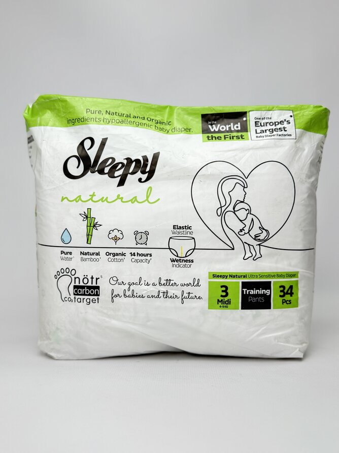 Sleepy Трусики Natural Midi-3 (4-9кг). 34шт