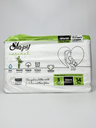 Sleepy Підгузки дитячі Natural Midi-3 (4-9кг). 34шт.