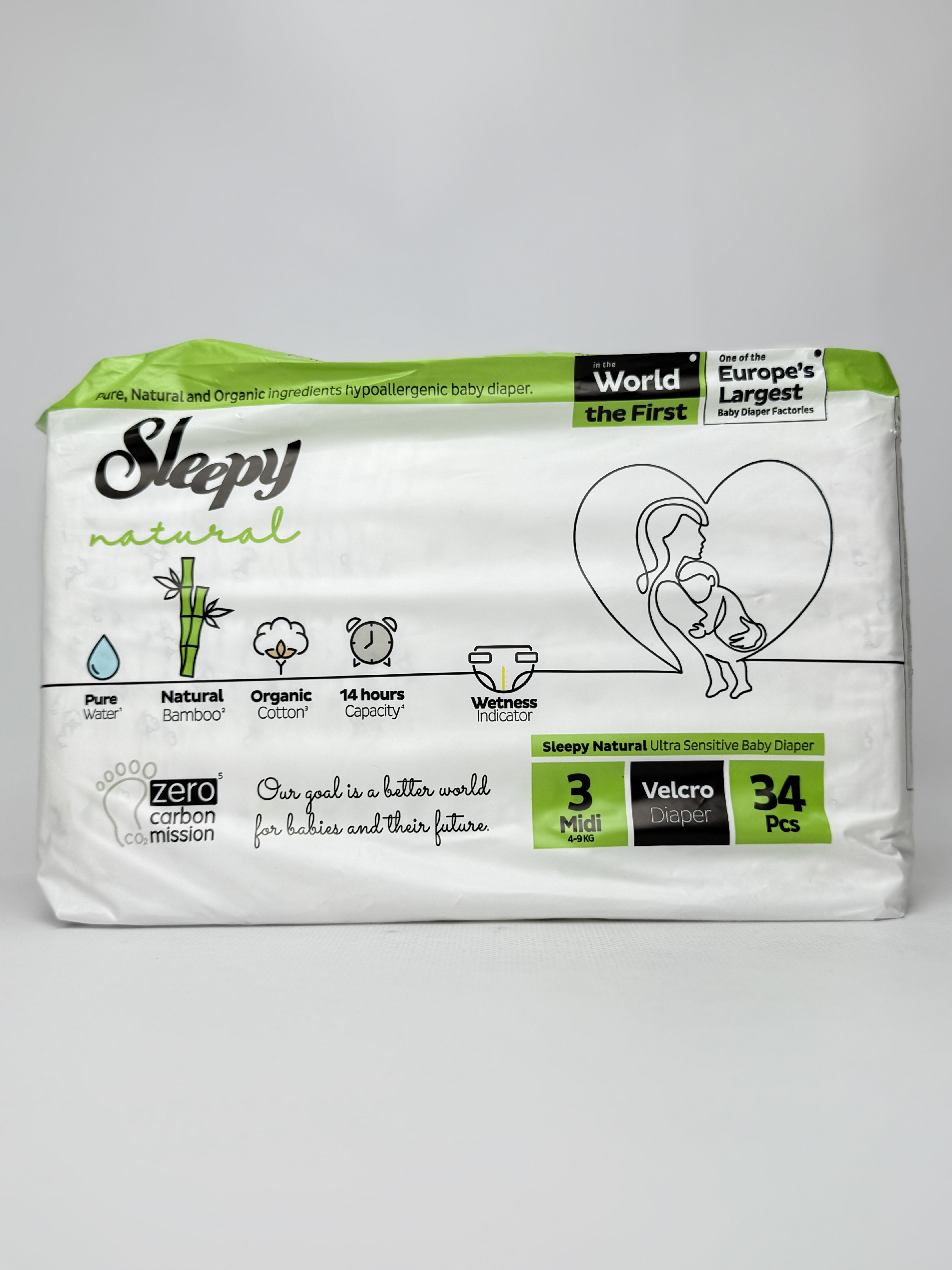 Sleepy Підгузки дитячі Natural Midi-3 (4-9кг). 34шт.