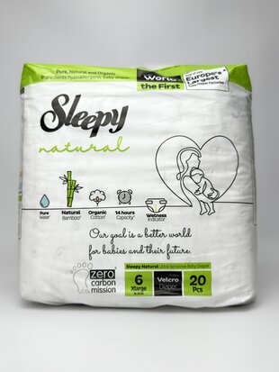 Sleepy Підгузки дитячі Natural XLarge-6 (15-25кг). 20шт.