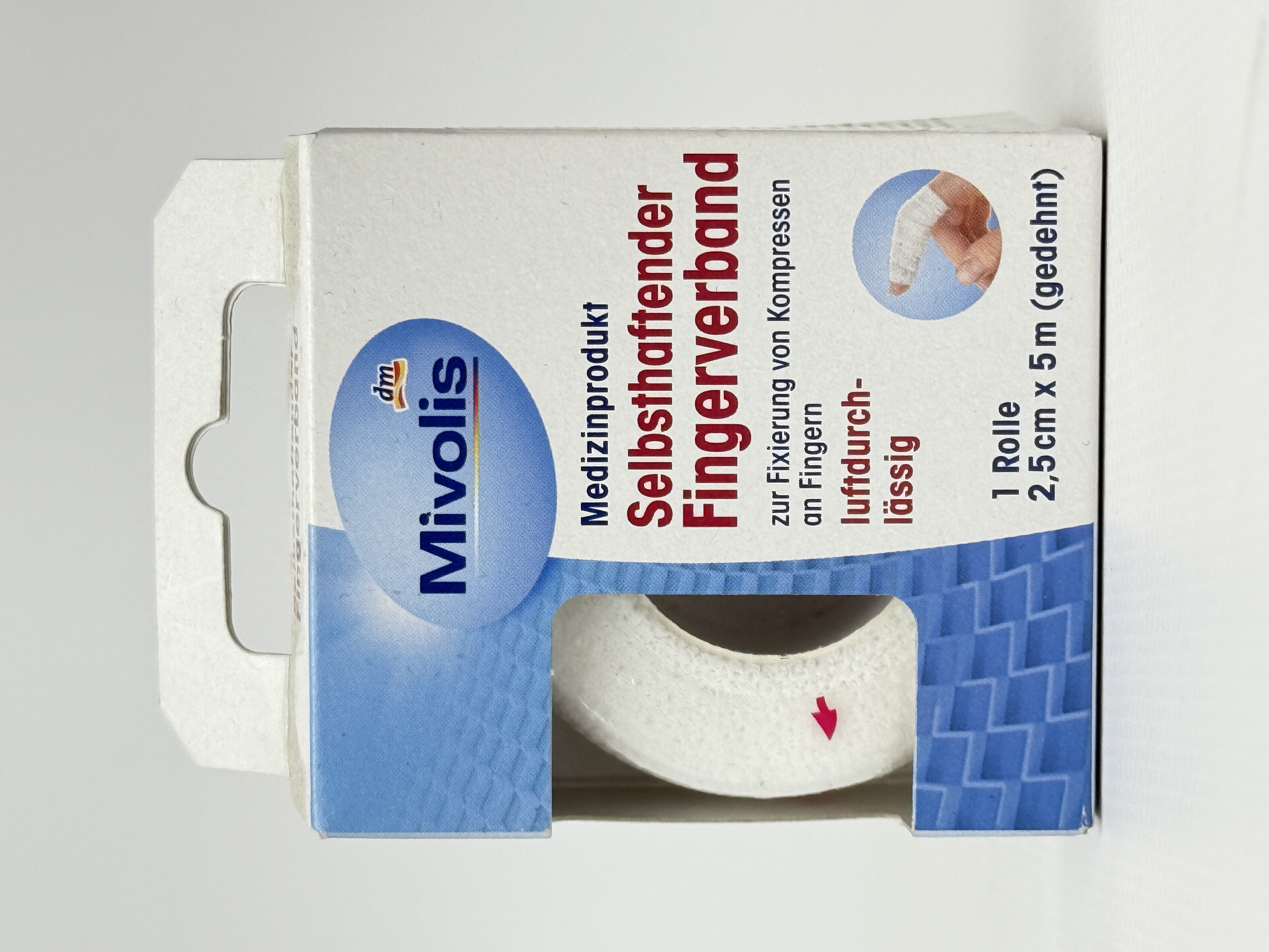 Пластир Mivolis Selbsthaftender Fingerverband. 2.5 cm x 5 m 1 Rolle