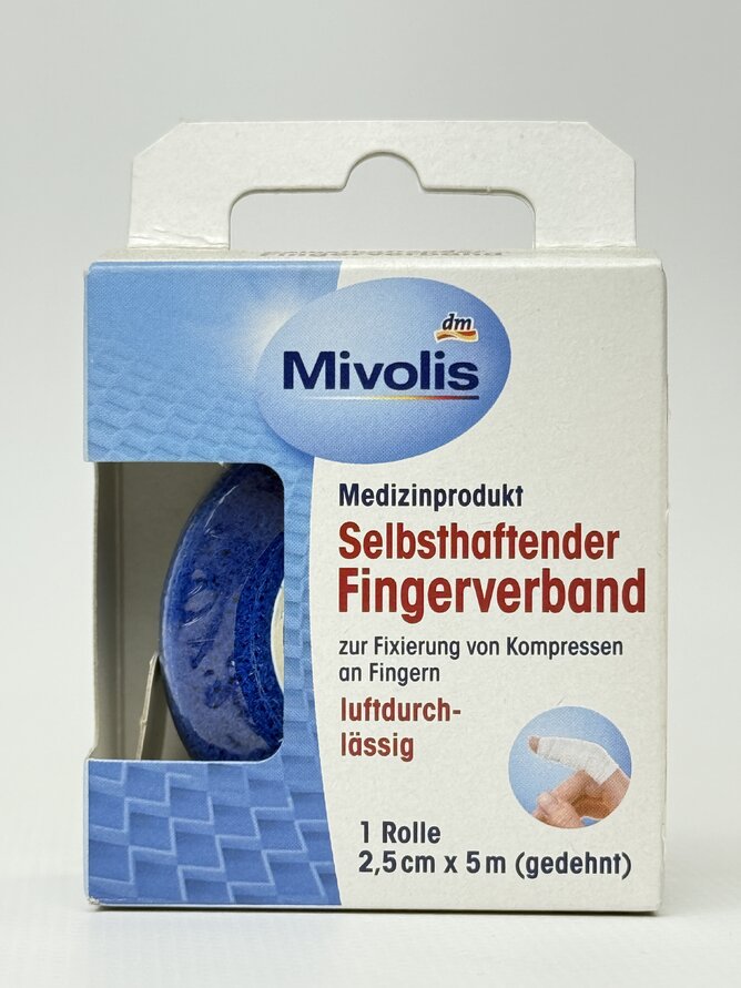 Пластир Mivolis Selbsthaftender Fingerverband. 2.5 cm x 5 m 1 Rolle