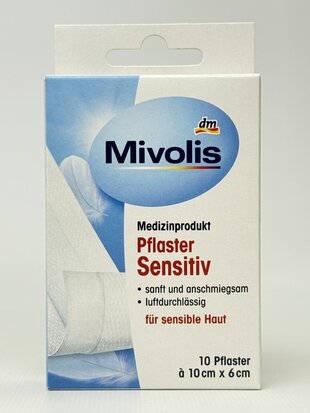 Пластир Mivolis Pflaster Sensitiv 10 cm x 6 cm. 1 m