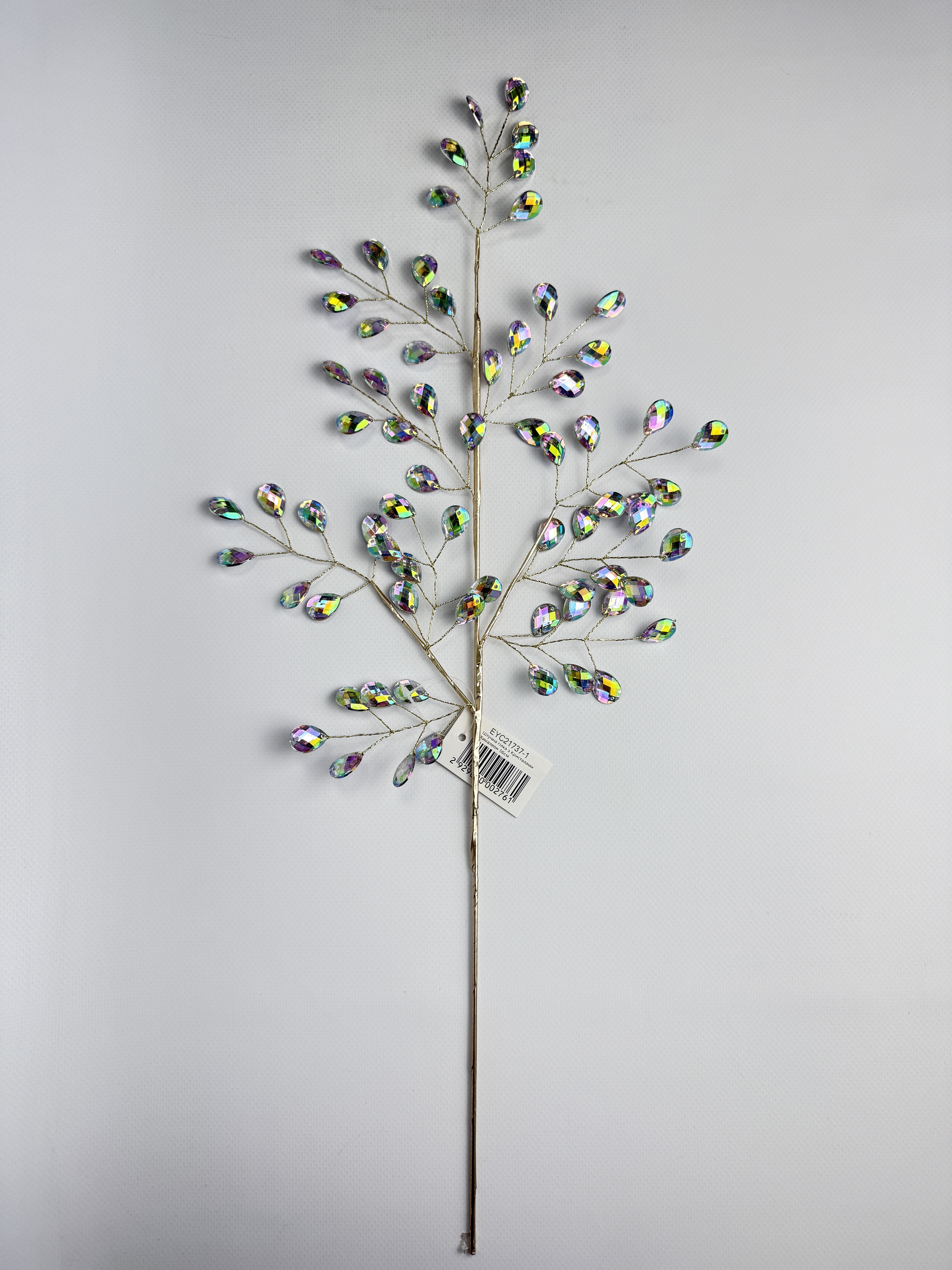 Декор EYC21737-1 Штучна гілка з Кристалами Хамалеон. 56 см