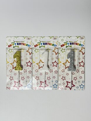 Свічка Цифра 5.5см біла/золото/срібло