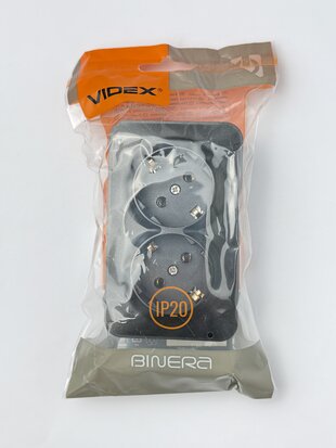 Розетка зовнішня подвійна із заземленням чорний графіт VIDEX BINERA IP20 VF-BNS22G-BG (7шт/ящ)