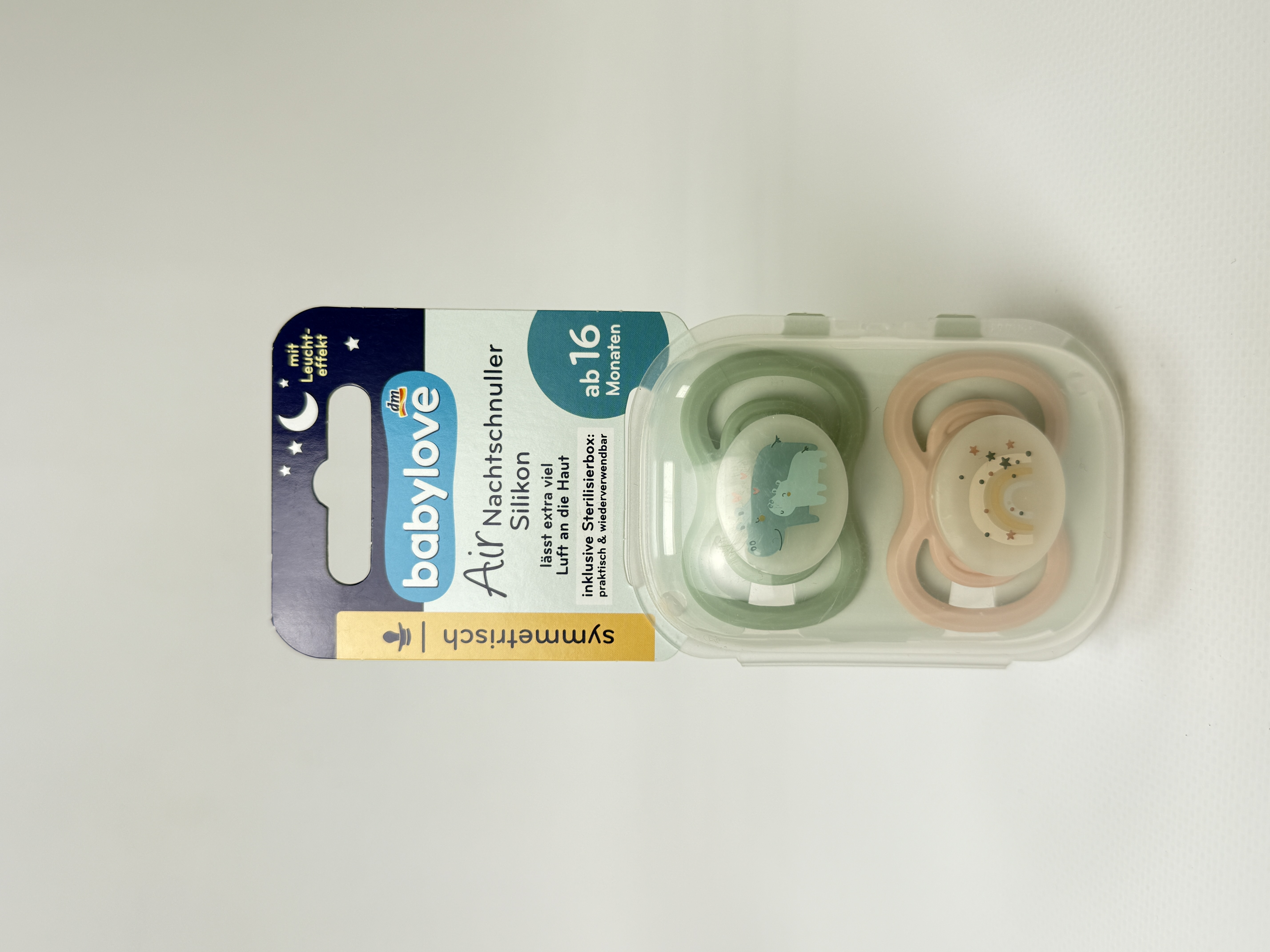 babylove Нічна симетрична силіконова пустушка Air - розм. 3. 16+ м. 2 шт