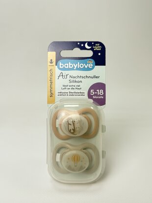 babylove Нічна симетрична силіконова пустушка Air - розм. 2. 5 - 18 м. 2 шт