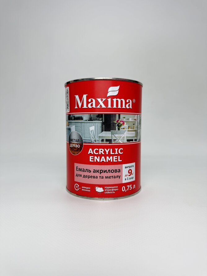 Емаль акрилова для дерева та металу. слива шовковисто-матова ТМ "Maxima" -0.75 л