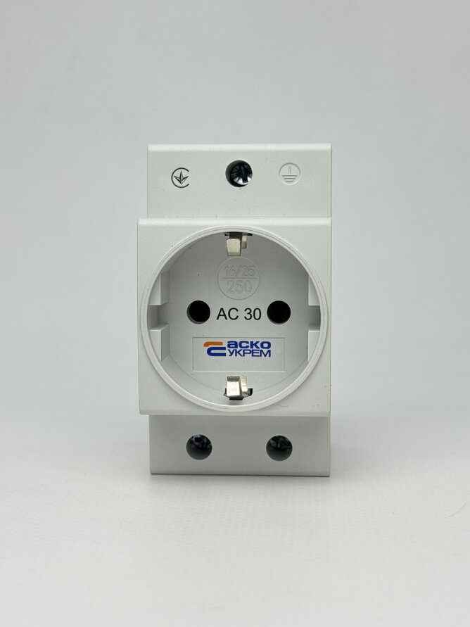 Розетка на Din-рейку з заземленням AC30 2Р+РЕ АСКО