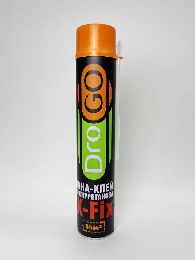 Поліуританова клей-піна X-Fix 800мл. 14м2. піст.. з трубочкою і кришкою DroGO