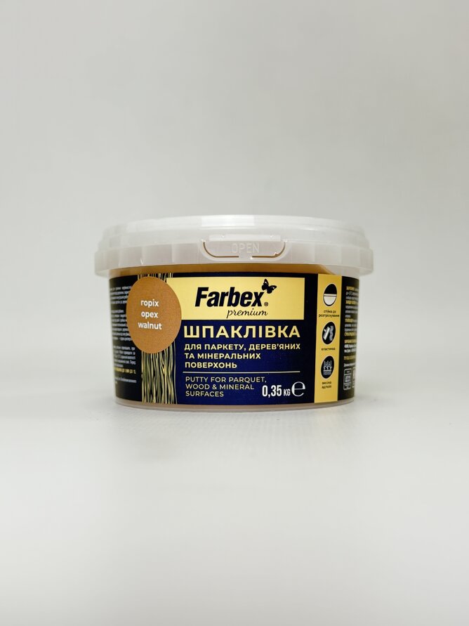 Шпаклівка по дереву та мінер. поверхням. горіх ТМ "Farbex" - 0.35 кг