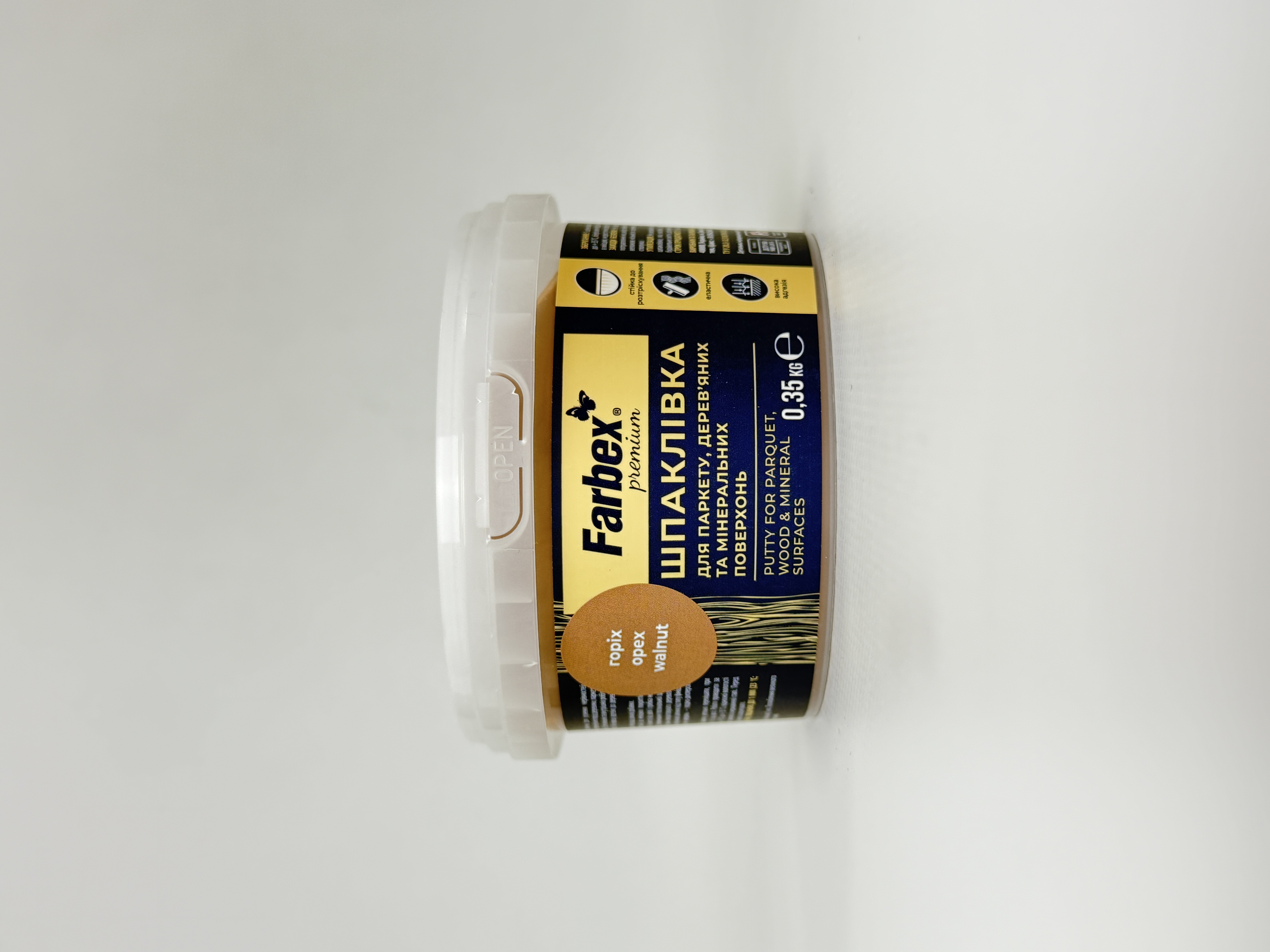 Шпаклівка по дереву та мінер. поверхням. горіх ТМ "Farbex" - 0.35 кг