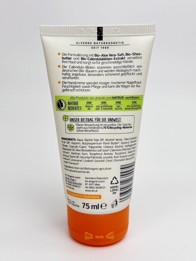 Alverde Крем для рук Hand & Nagelcreme Calendula 75 мл