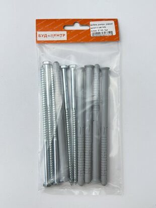 Дюбель розпірн. рамний шуруп з шестигр. головк. 8*140. 5шт