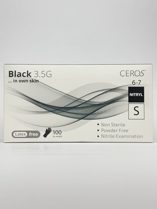Рукавички CEROS нітріл.огл.S чорні (100шт)