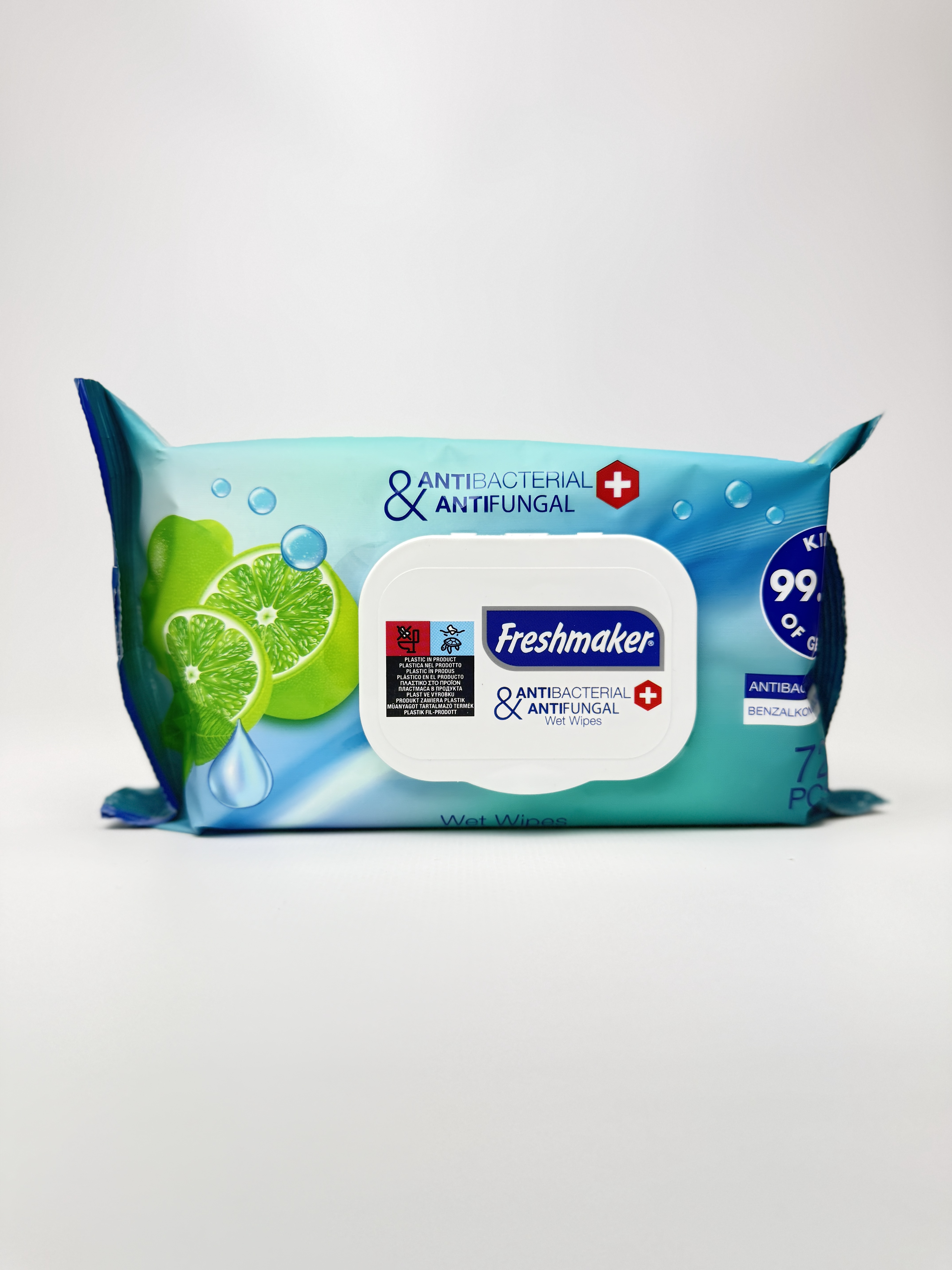 Freshmaker Серветки вологі Antibacterial (Lemon/Lime). 72шт.