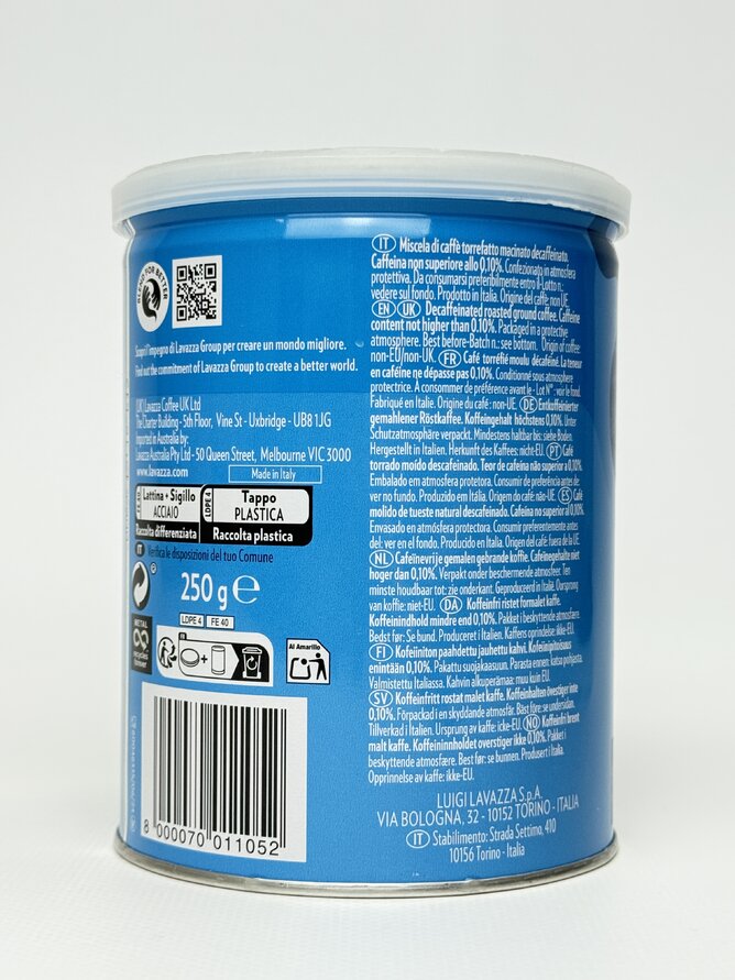Lavazza Кава мелена Decaffeinato ж/б - 250 g / 12 шт/ящ