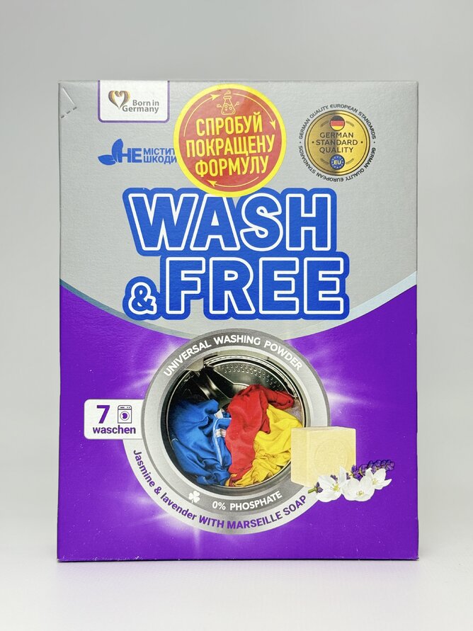 Порошок для прання універс. жасмин та лаванда з марс. милом "Wash&Free". 400г