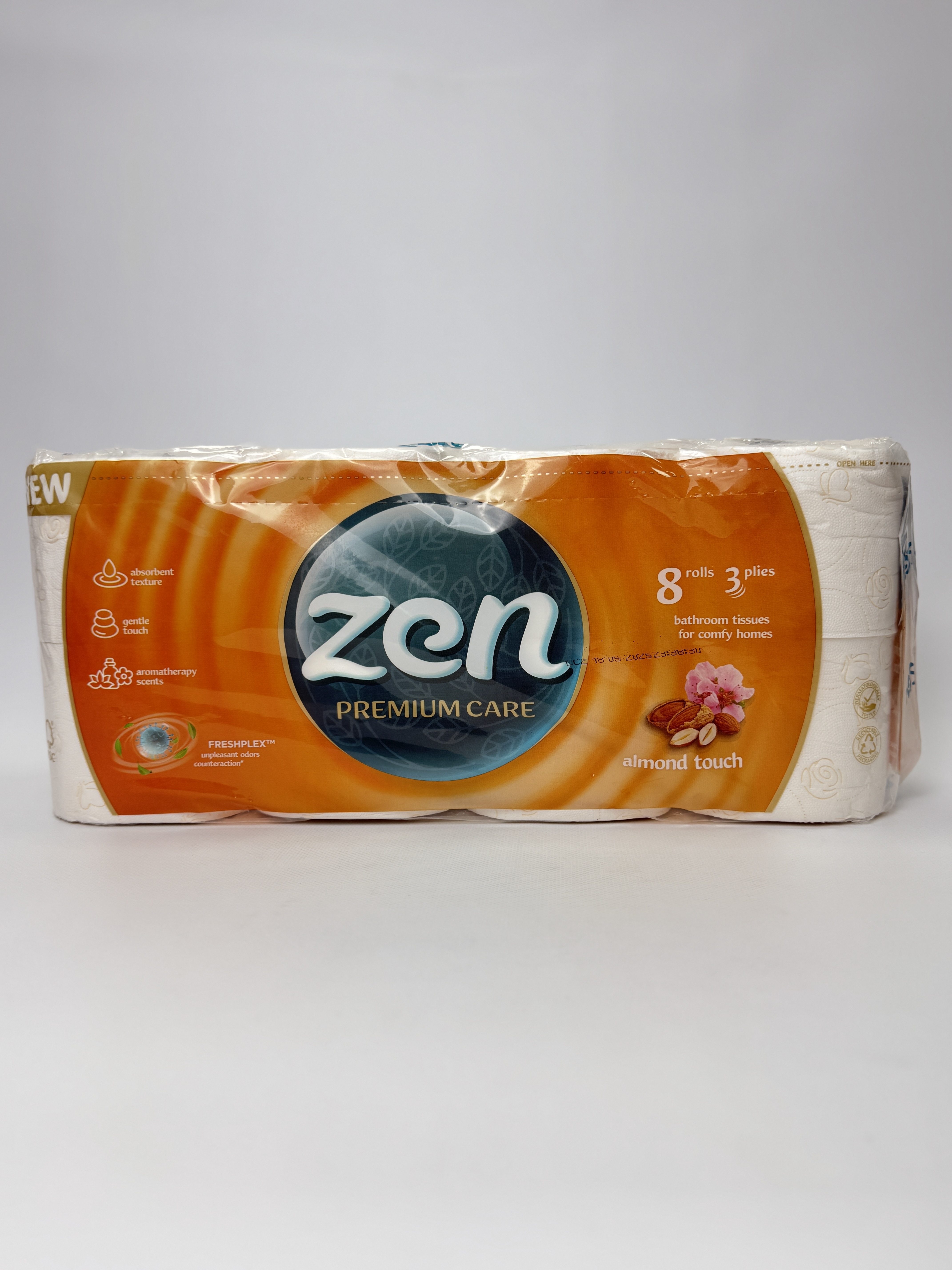 Туалетний папір ZEN-Premium" Мигдаль 3шар. біла 8 рул. 145 відр.19м