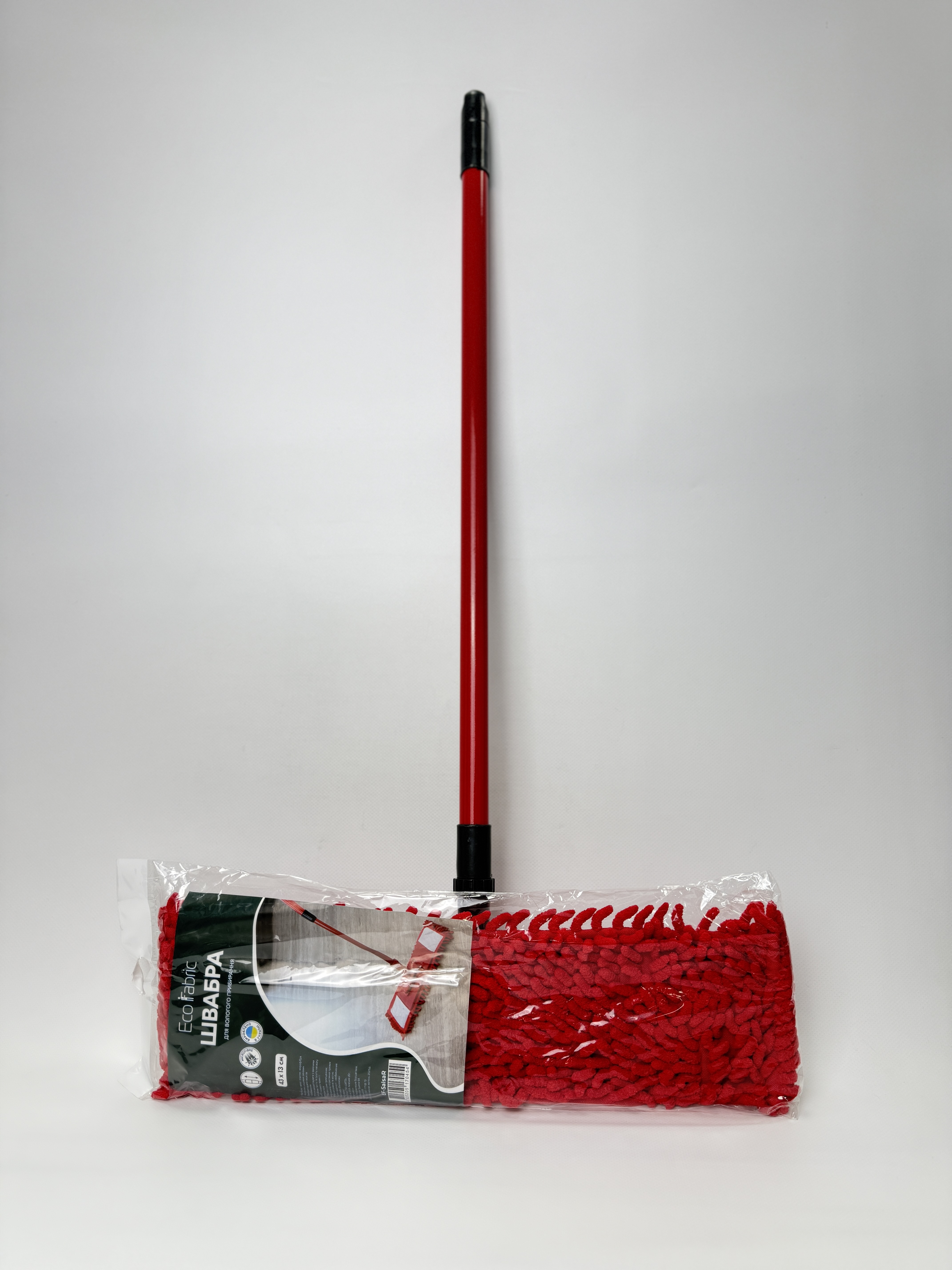 Швабра для прибирання. мікрофібра 44 см лапша (червона)
