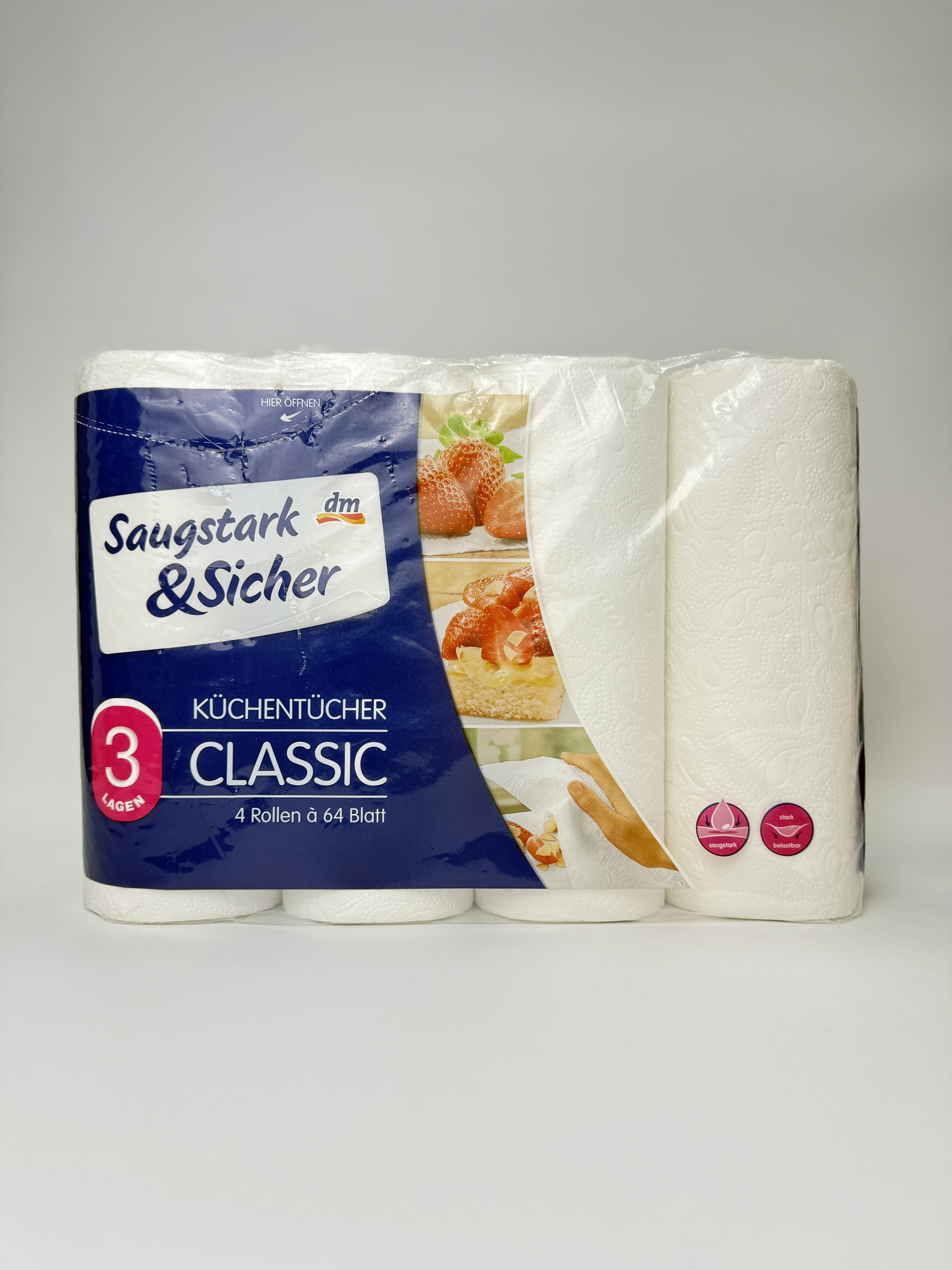 Паперові рушники dm Sanft&Sicher 3 lagen 4 rollen .64 Blat