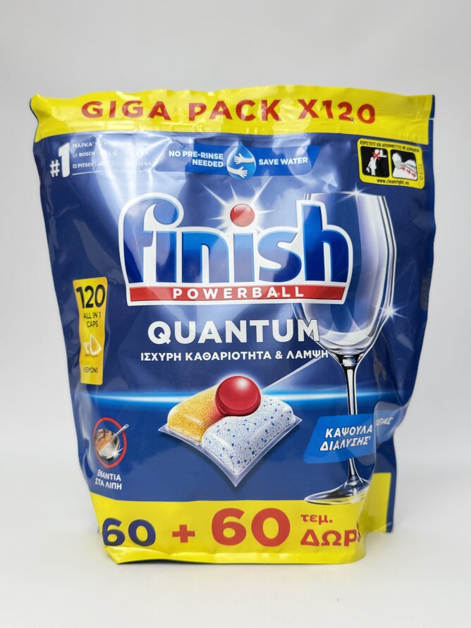 Finish Капсули д/ посудом. Маш. Quantum. Lemon. 120-Caps - 1248 g