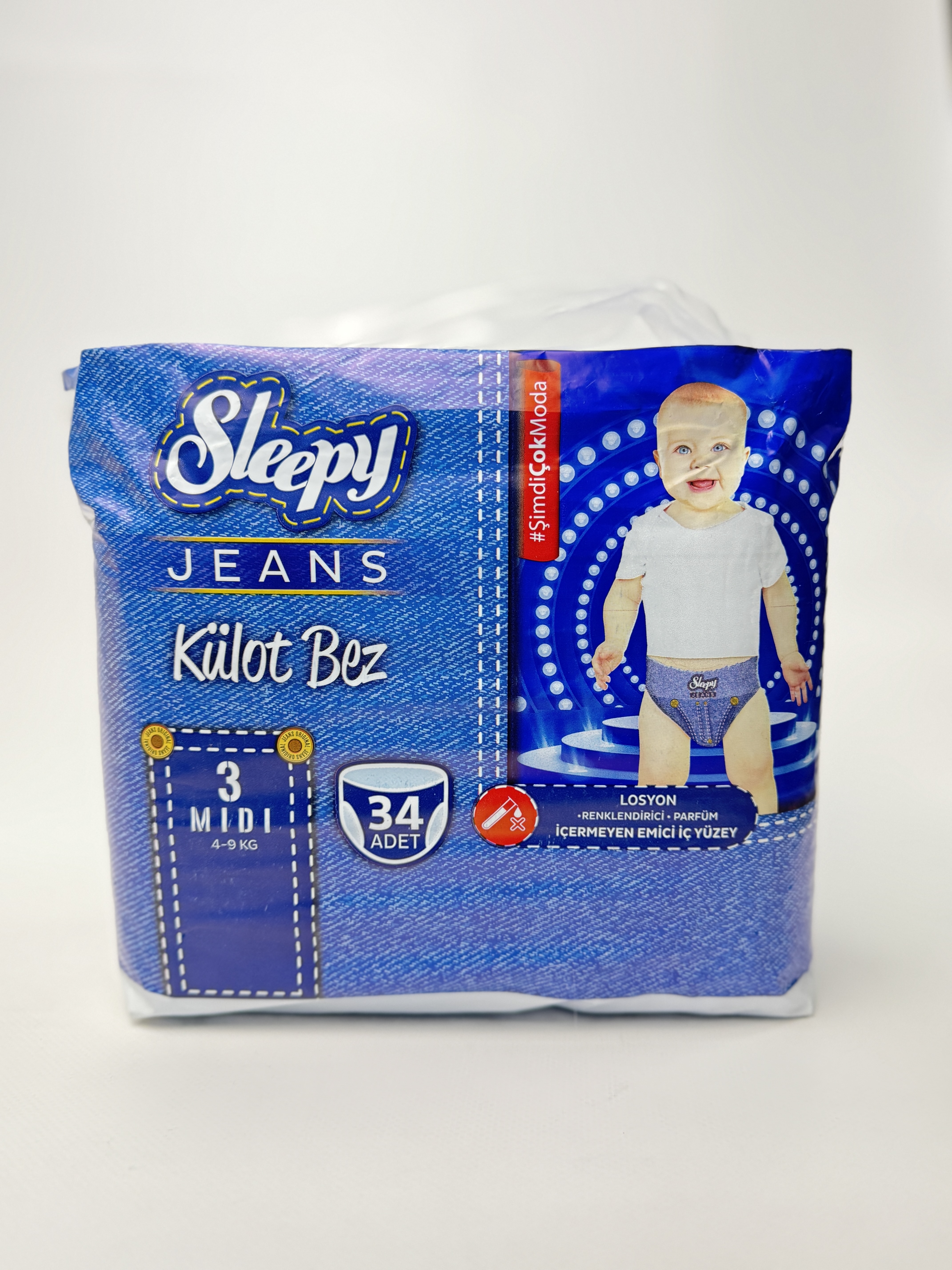 Sleepy Трусики Jeans. Midi-3 (4-9кг). 34шт