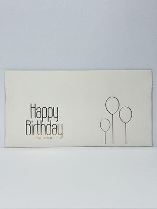 Конверт для грошей "Happy Birthday" золоте тиснення кульки