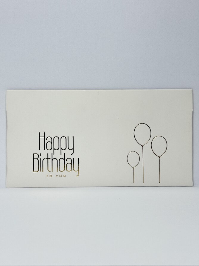 Конверт для грошей "Happy Birthday" золоте тиснення кульки