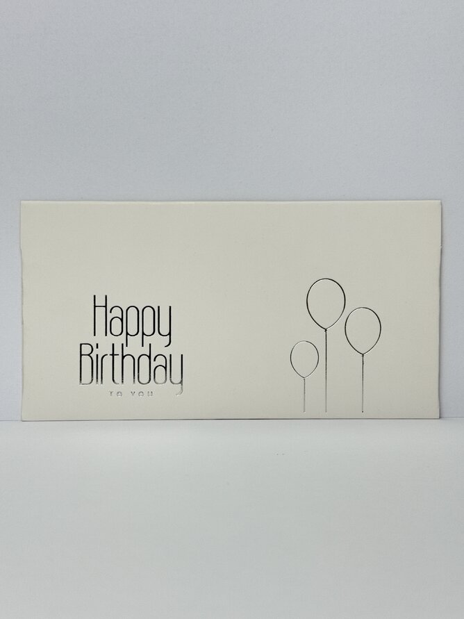 Конверт для грошей "Happy Birthday" срібне тиснення кульки