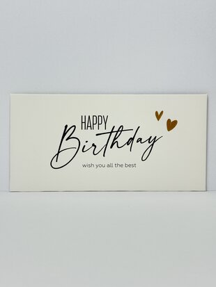 Конверт для грошей "Happy birthday" золоте серце