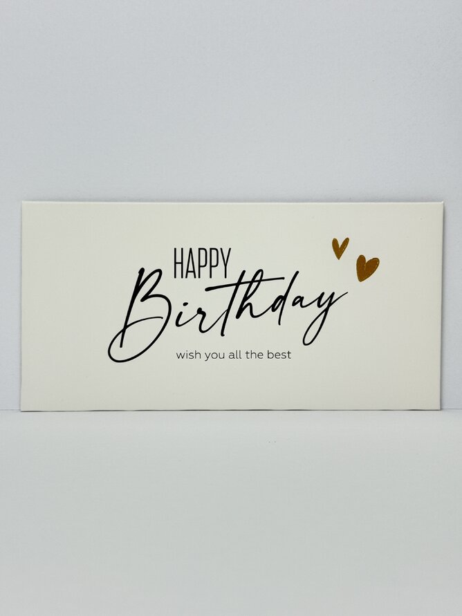 Конверт для грошей "Happy birthday" золоте серце