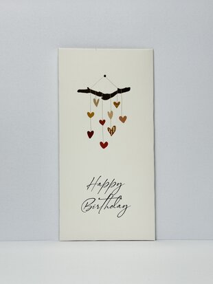 Конверт для грошей "Happy birthday" акварельні серця