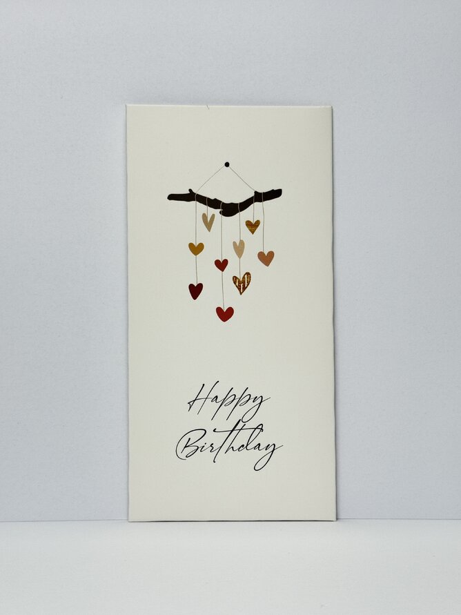 Конверт для грошей "Happy birthday" акварельні серця