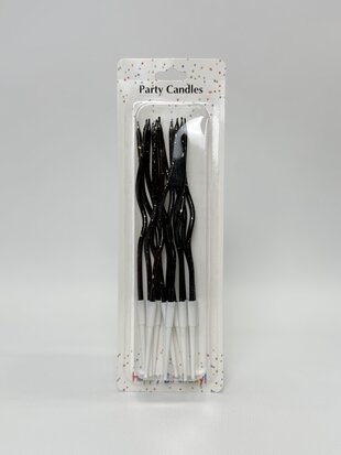 Свічки для торта "Хвилька" чорні з золотими крапельками 12 шт