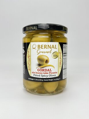 Оливки Bernal Gourmet Гіганти без кісточки пікантні 436 г.(суха вага200 г)
