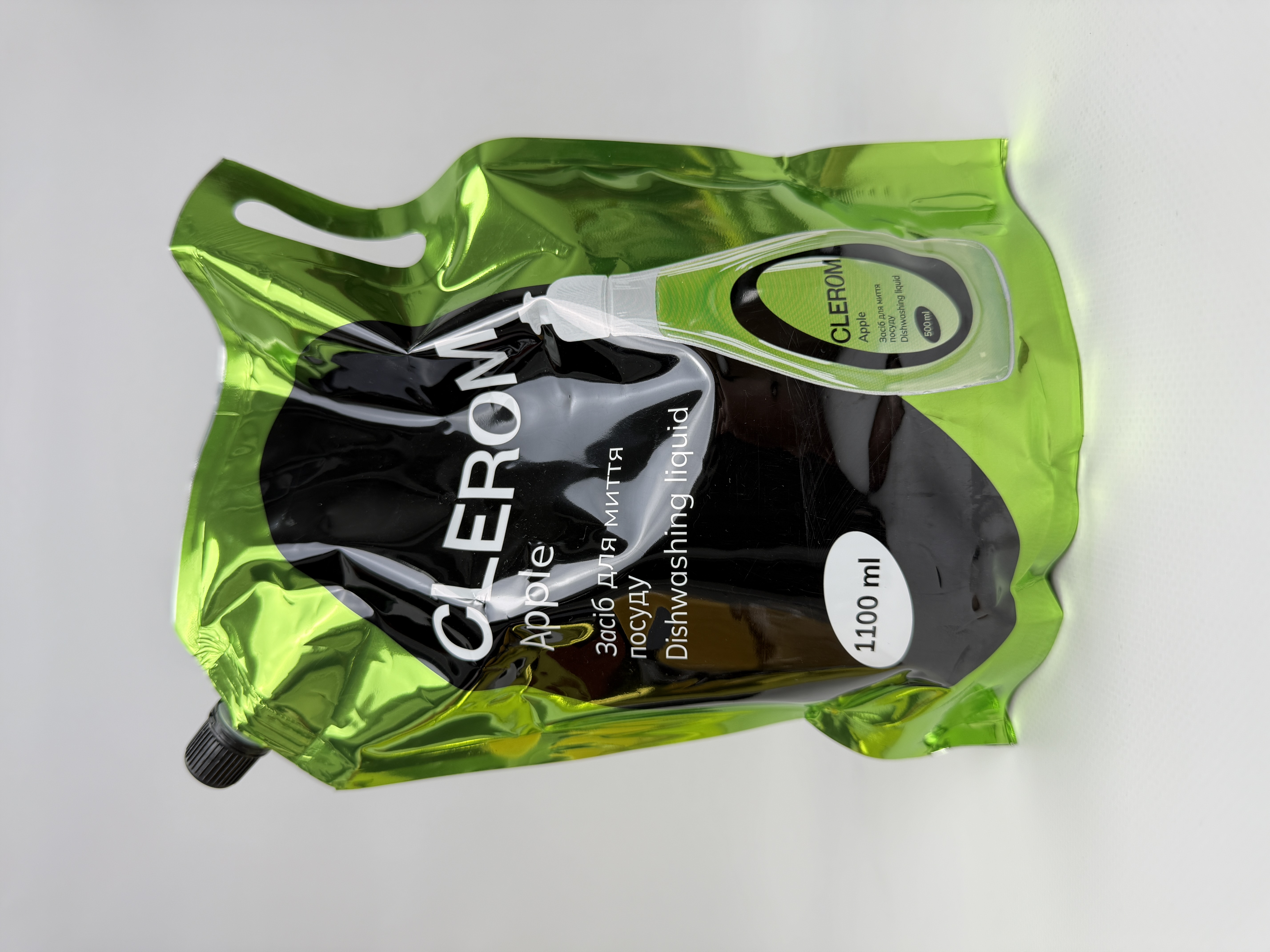 Засіб для миття посуду ТМ "Clerom" Apple 1100 мл дой-пак
