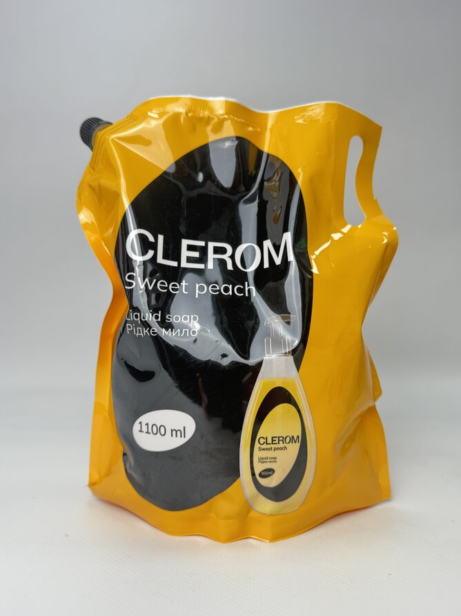 Рідке мило ТМ "Clerom" Sweet peach 1100 мл дой-пак