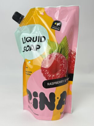 Рідке мило ТМ "PINA" Raspberry and mint 550 мл дой-пак