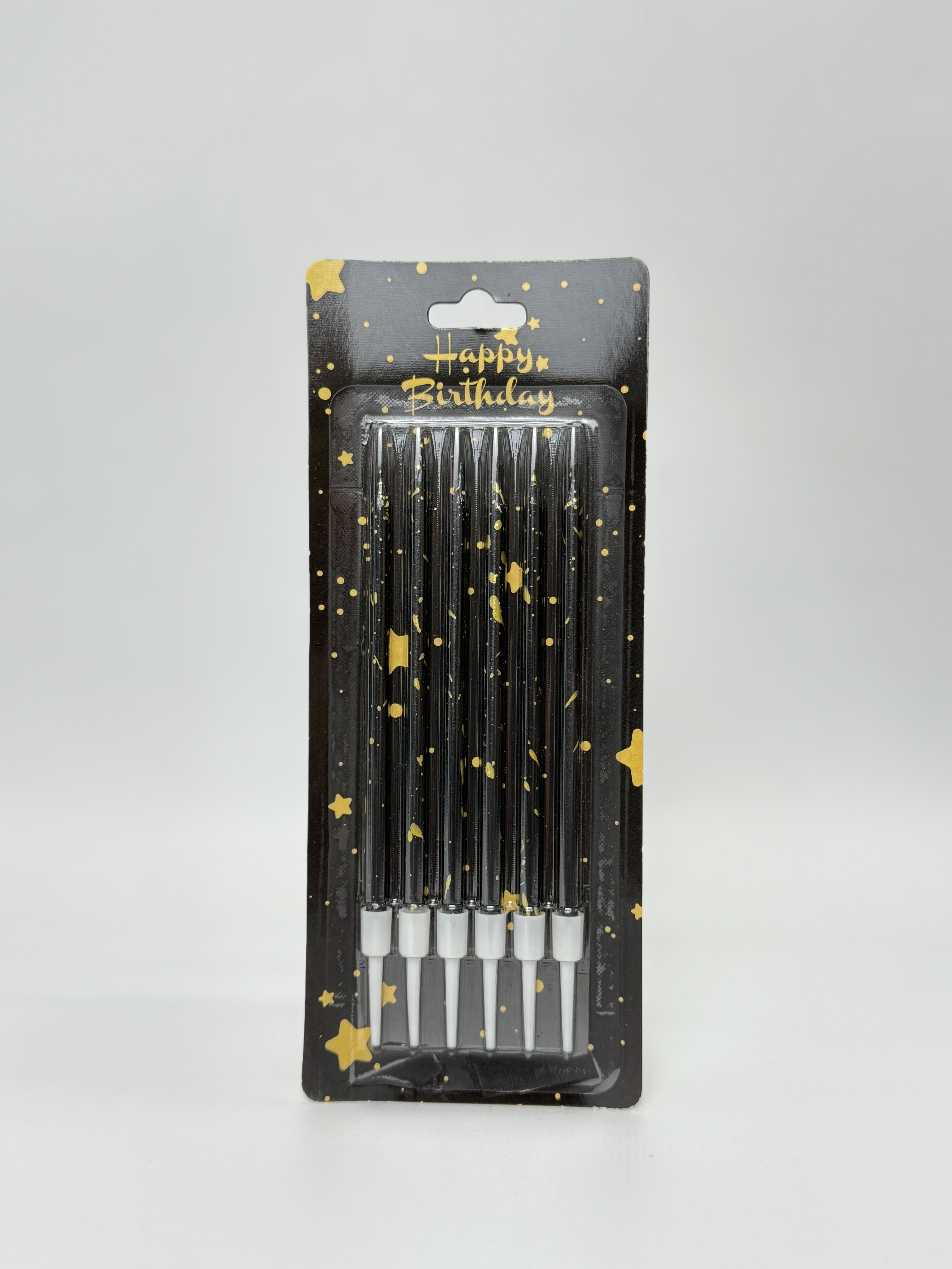 Свічки для торта чорні з крапельками 10.5 см 6 шт/уп