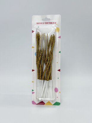 Свічки для торта "Коктейльні" золото глітер 15 см 12 шт/уп