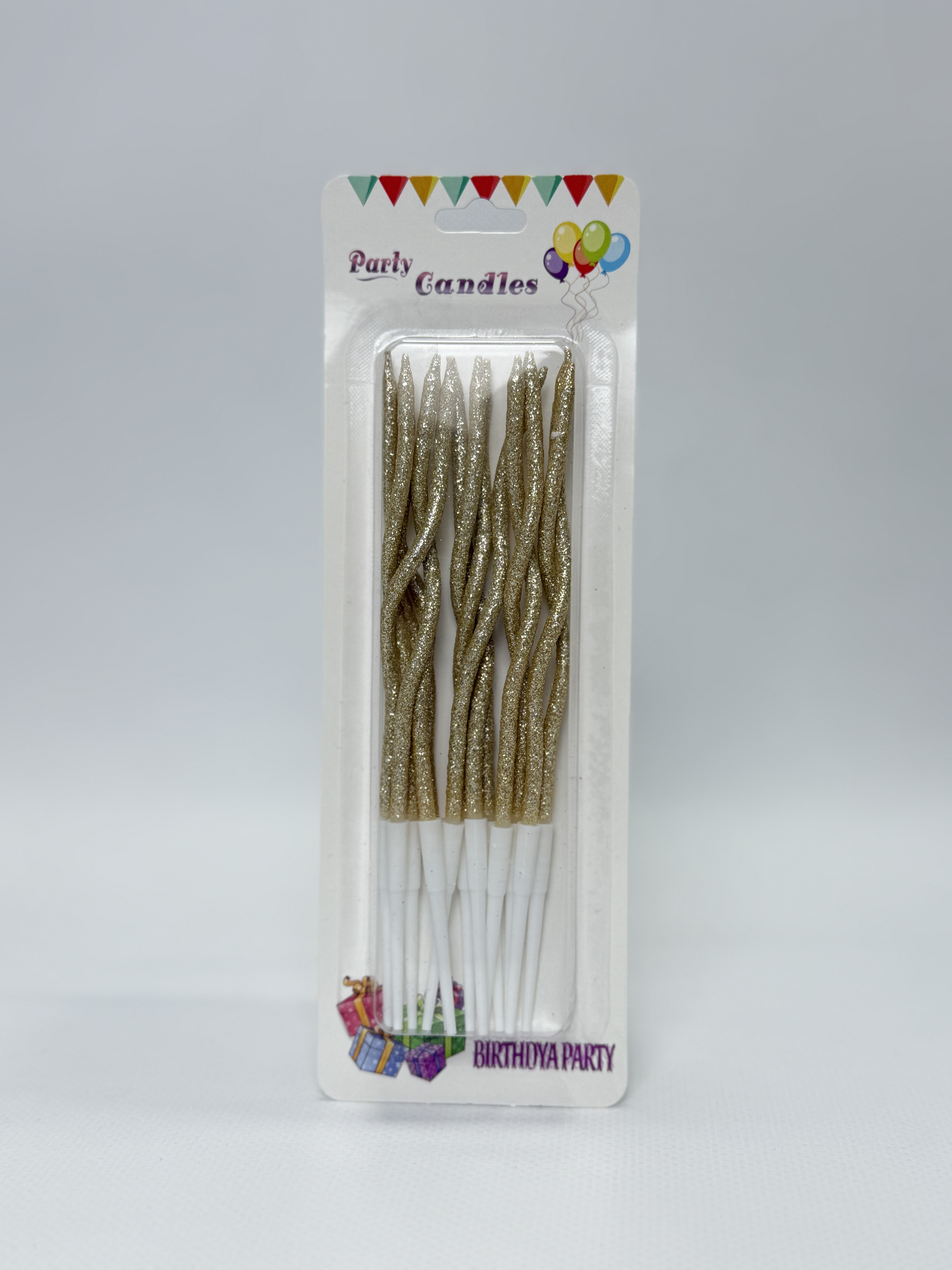 Свічки для торта "Коктейльні" шампань глітер 15 см 12 шт/уп