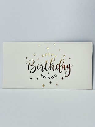 Конверт для грошей "Happy Birthday" золоте тиснення