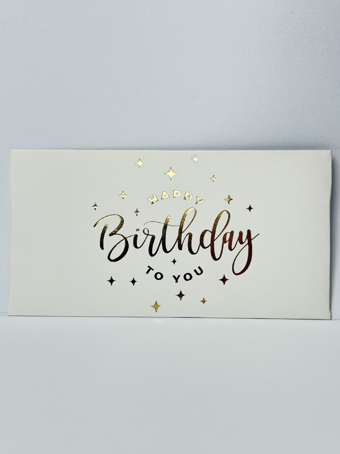 Конверт для грошей "Happy Birthday" золоте тиснення