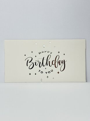Конверт для грошей "Happy Birthday" срібне тиснення