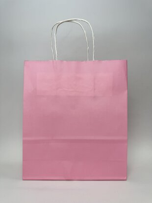 Пакет подарунковий крафт без малюнку 21х8х24 см рожевий